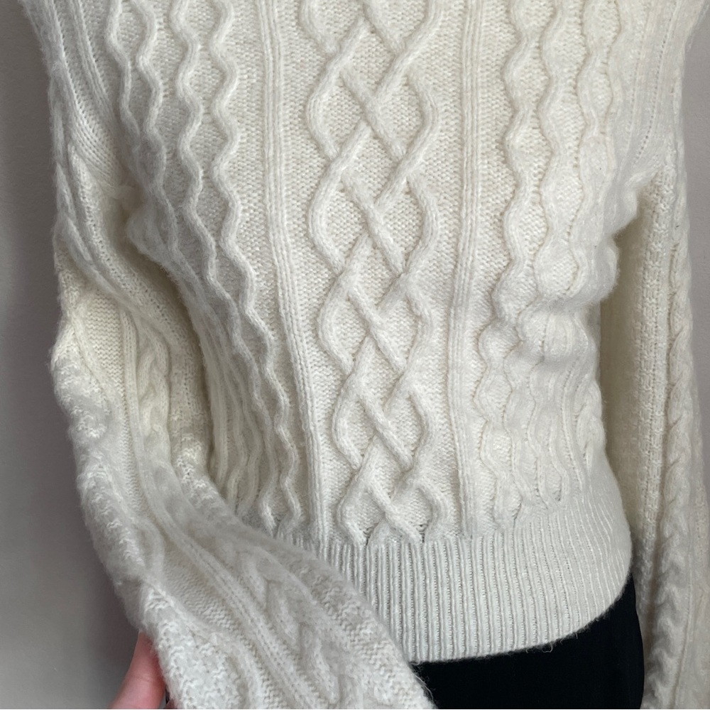 Favorite Daughter The Cable Pullover Sweater XS White Froth Wool Cashmere Luxury - Picture 8 of 12